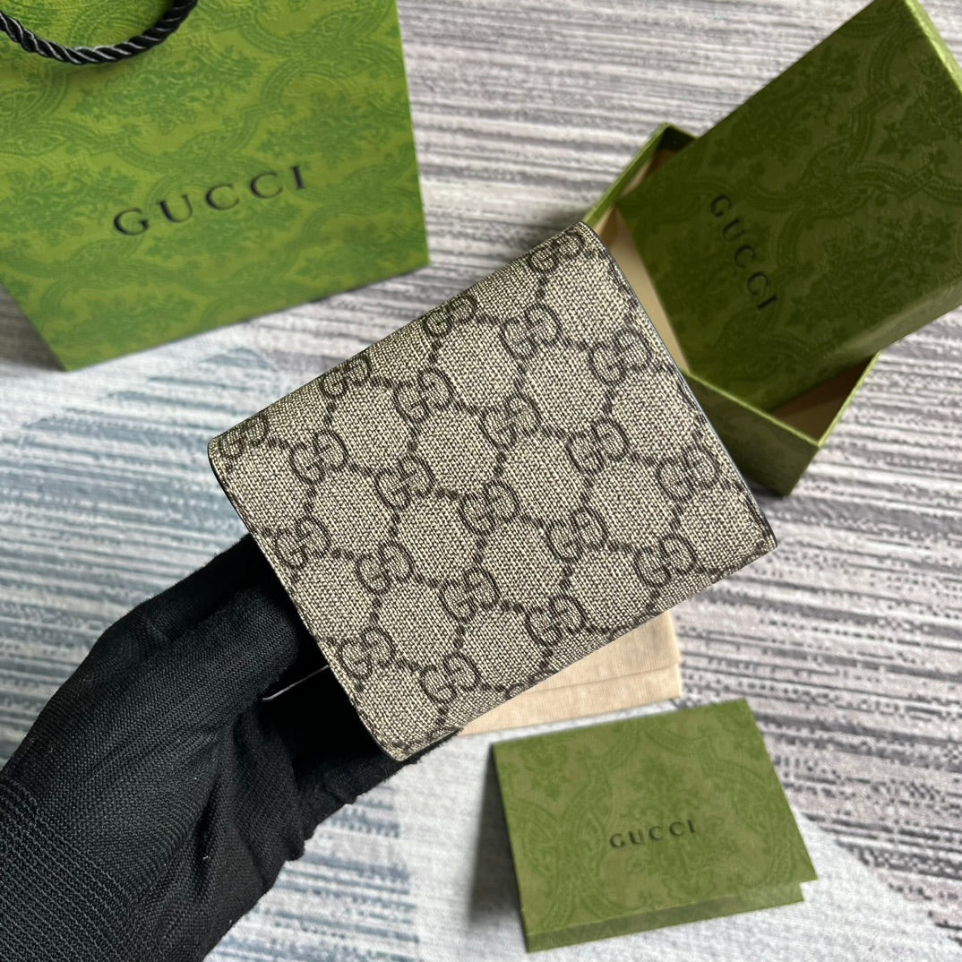 Luxury Gucci MINI WALLET 11 IN BEIGE MIX BROWN CANVAS