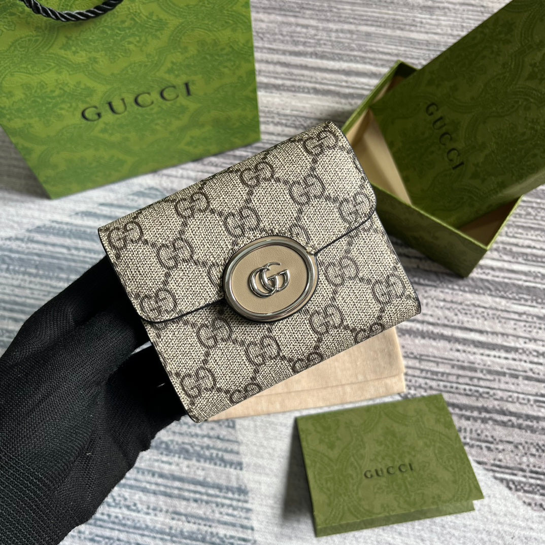 Luxury Gucci MINI WALLET 11 IN BEIGE MIX BROWN CANVAS