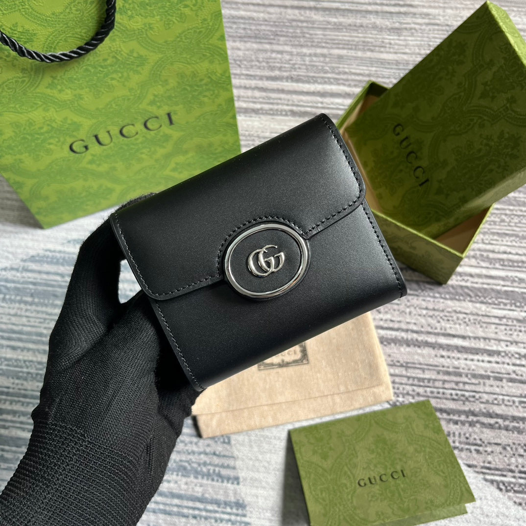 Luxury Gucci MINI WALLET 11 IN BLACK CALFSKIN