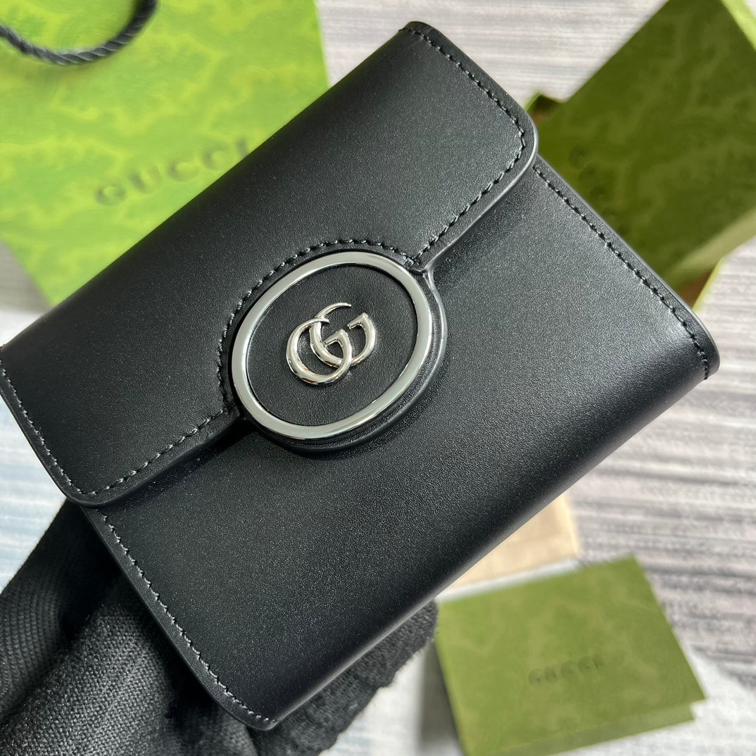 Luxury Gucci MINI WALLET 11 IN BLACK CALFSKIN