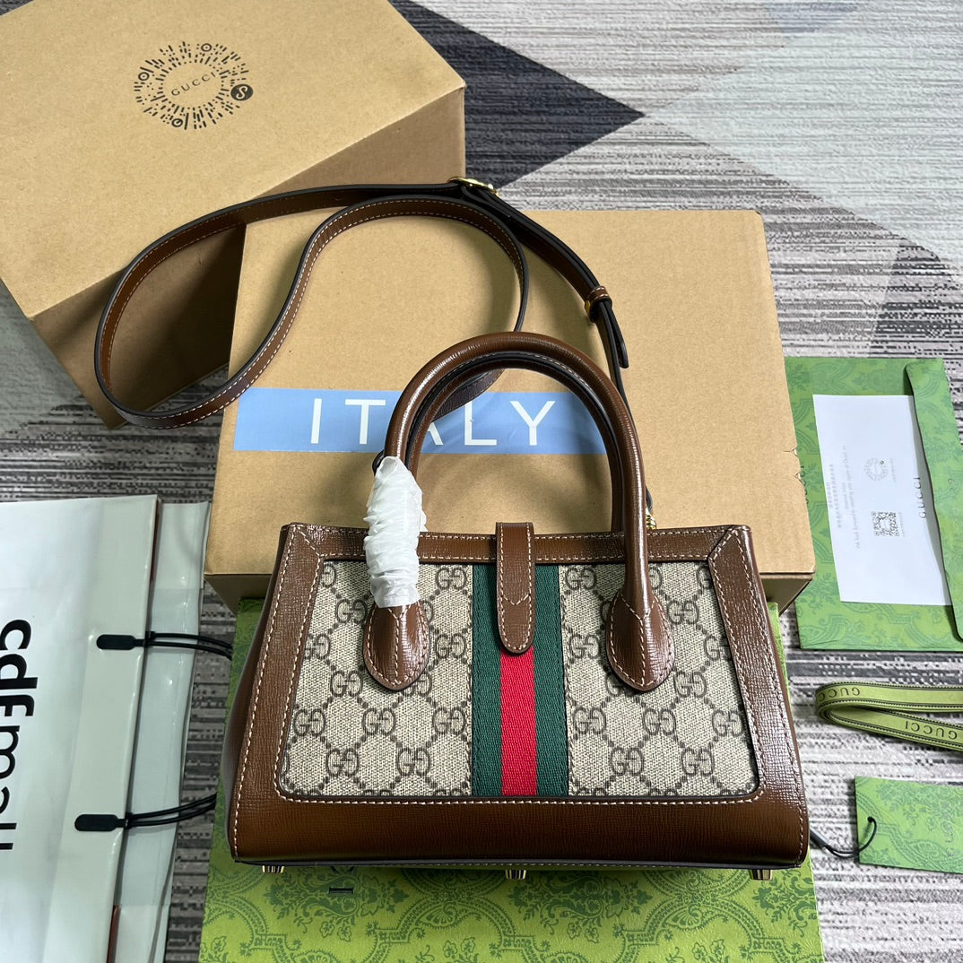 Luxury Gucci JACKIE 1961 SMALL 24 TOTE BAG BEIGE AND EBONY CANVAS