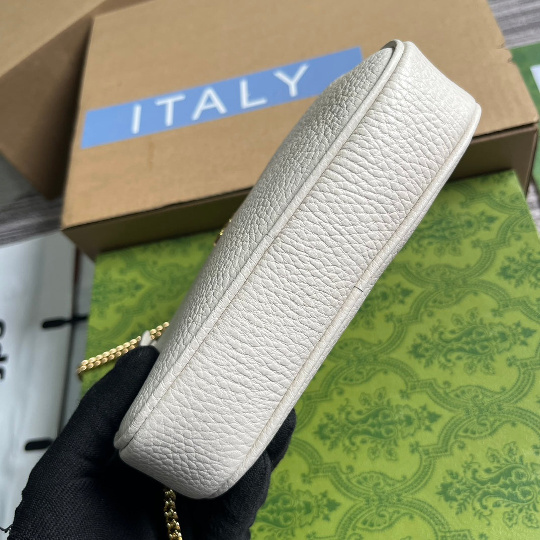 Luxury Gucci GG MARMONT MINI 18 BAG IN WHITE CALFSKIN