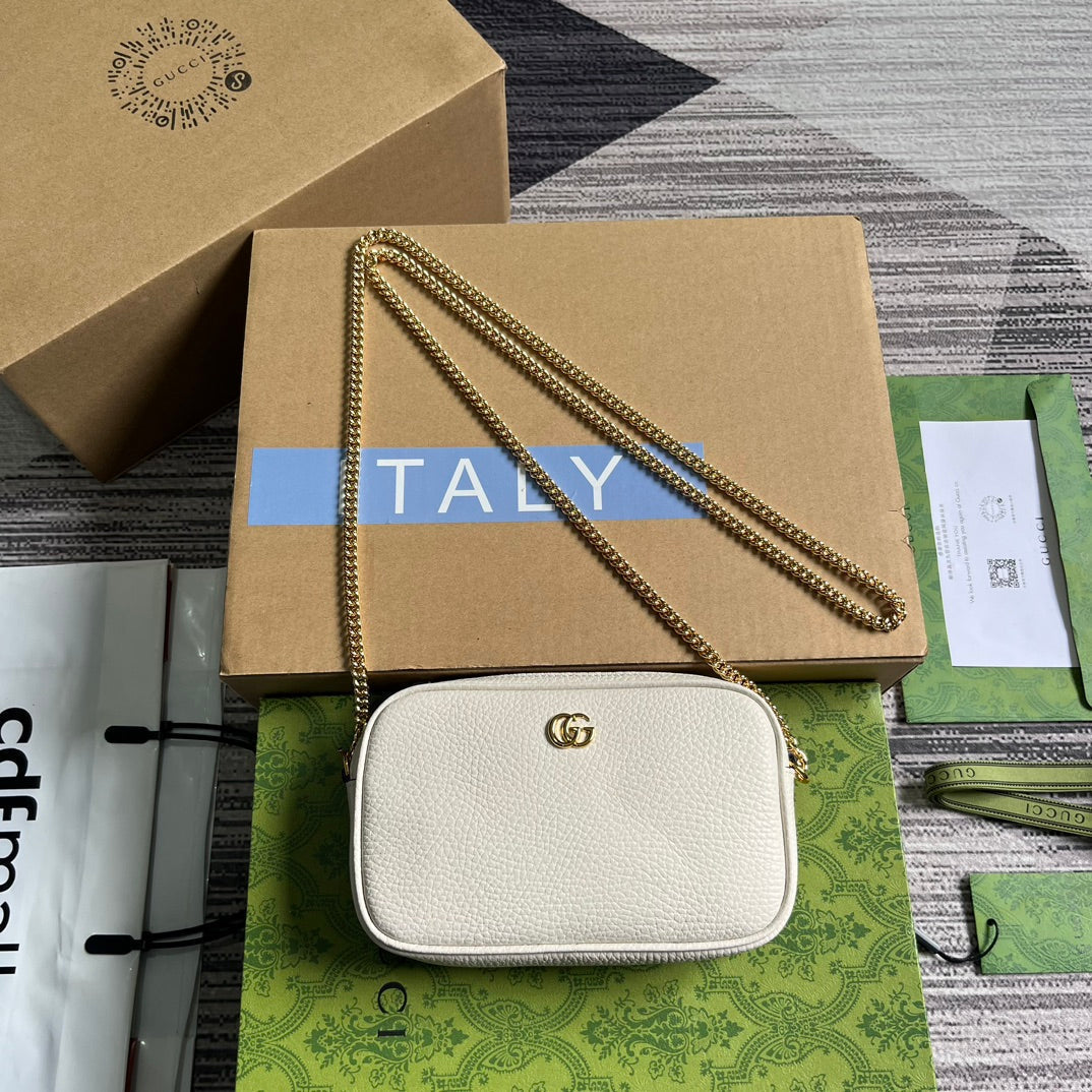 Luxury Gucci GG MARMONT MINI 18 BAG IN WHITE CALFSKIN