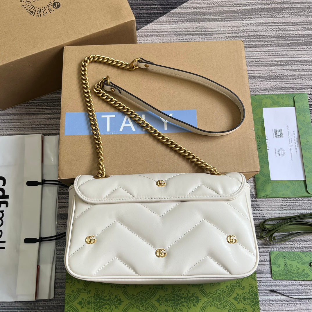 Luxury Gucci GG MARMONT MEDIUM 26 BAG IN WHITE LAMBSKIN