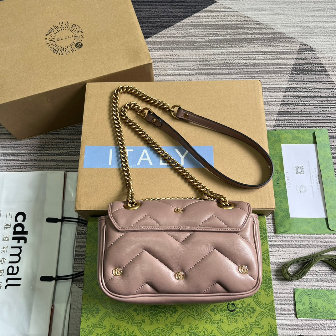 Luxury Gucci GG MARMONT SMALL 22 BAG IN HOT PINK LAMBSKIN