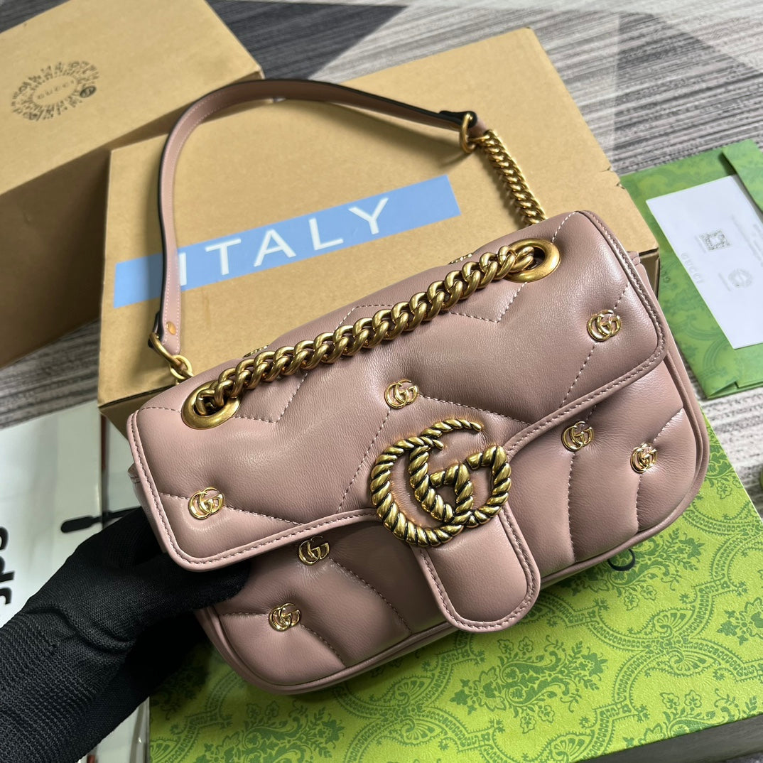 Luxury Gucci GG MARMONT SMALL 22 BAG IN HOT PINK LAMBSKIN