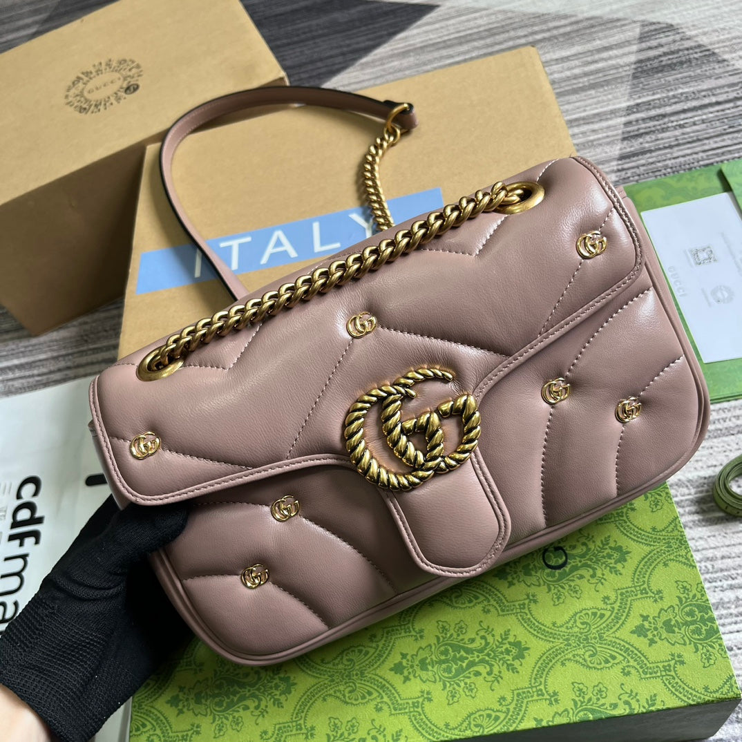 Luxury Gucci GG MARMONT MEDIUM 26 BAG IN HOT PINK LAMBSKIN