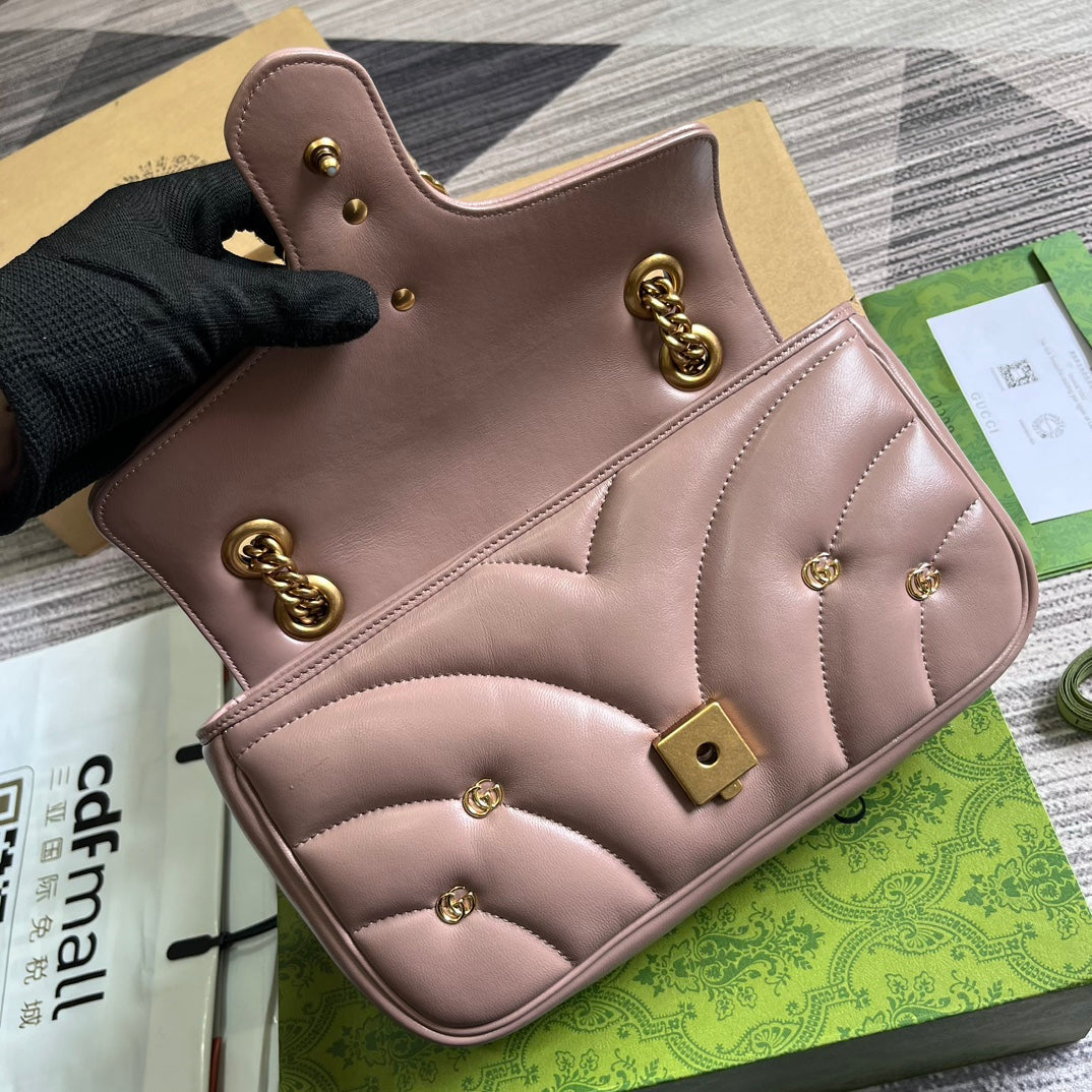 Luxury Gucci GG MARMONT MEDIUM 26 BAG IN HOT PINK LAMBSKIN