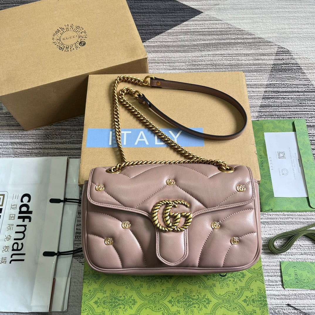 Luxury Gucci GG MARMONT MEDIUM 26 BAG IN HOT PINK LAMBSKIN