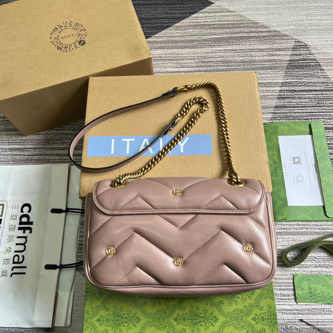 Luxury Gucci GG MARMONT MEDIUM 26 BAG IN HOT PINK LAMBSKIN