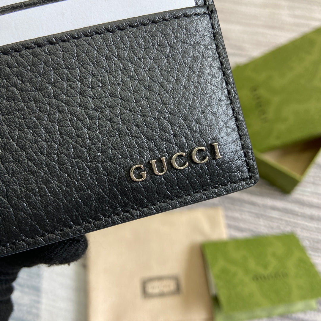 Luxury Gucci CARD HOLDER 10 IN BLACK CALFSKIN