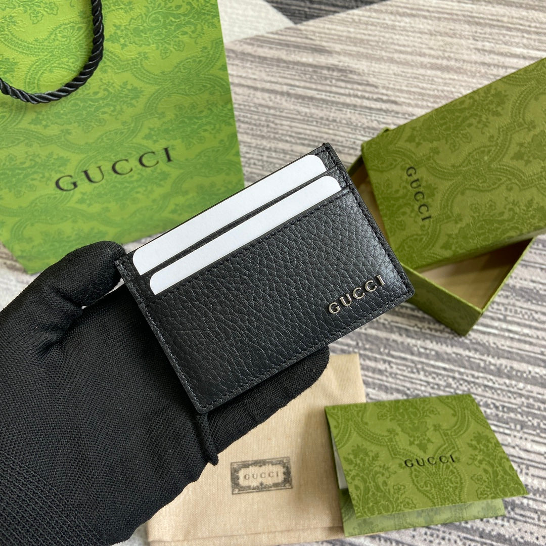 Luxury Gucci CARD HOLDER 10 IN BLACK CALFSKIN