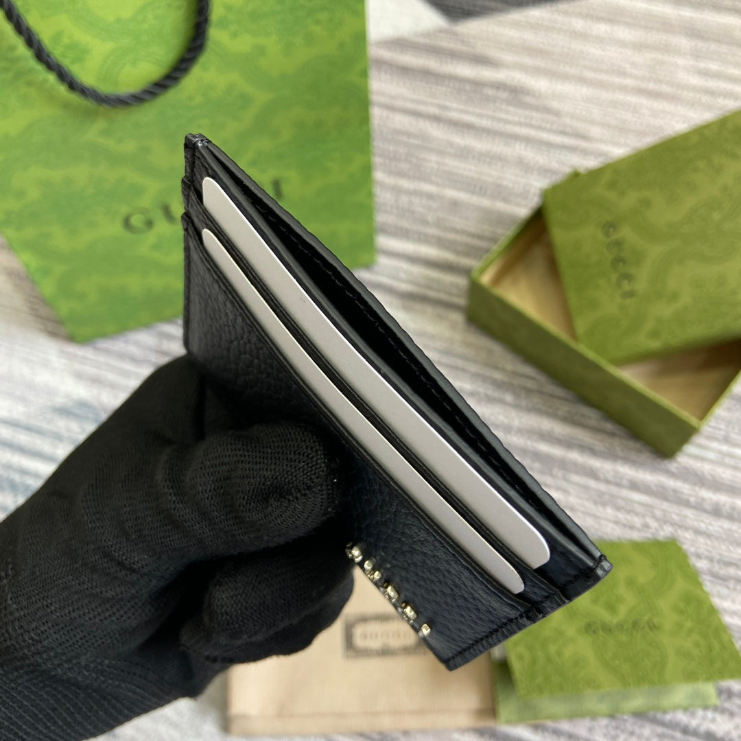 Luxury Gucci CARD HOLDER 10 IN BLACK CALFSKIN