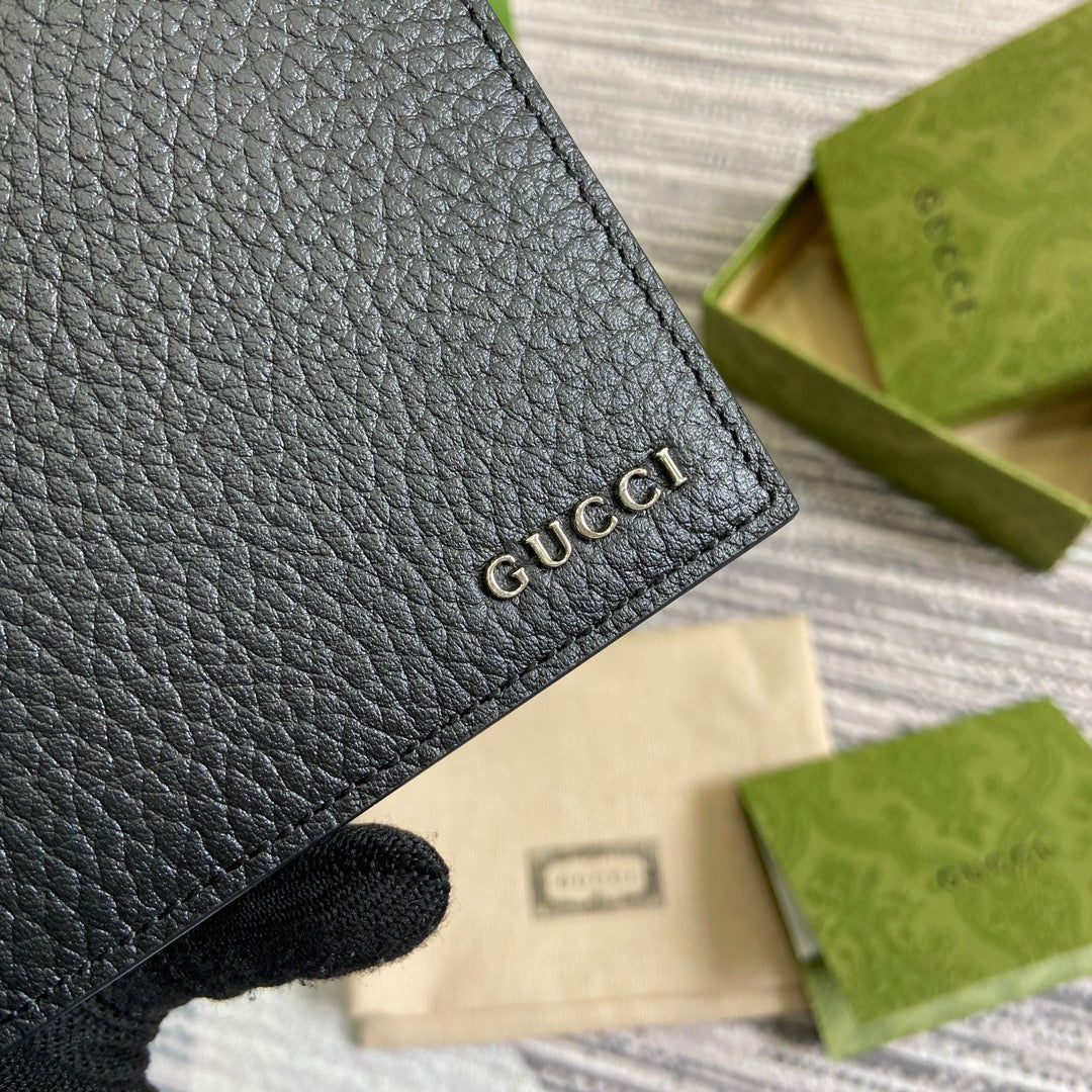 Luxury Gucci BIFOLD WALLET 11 IN BLACK CALFSKIN