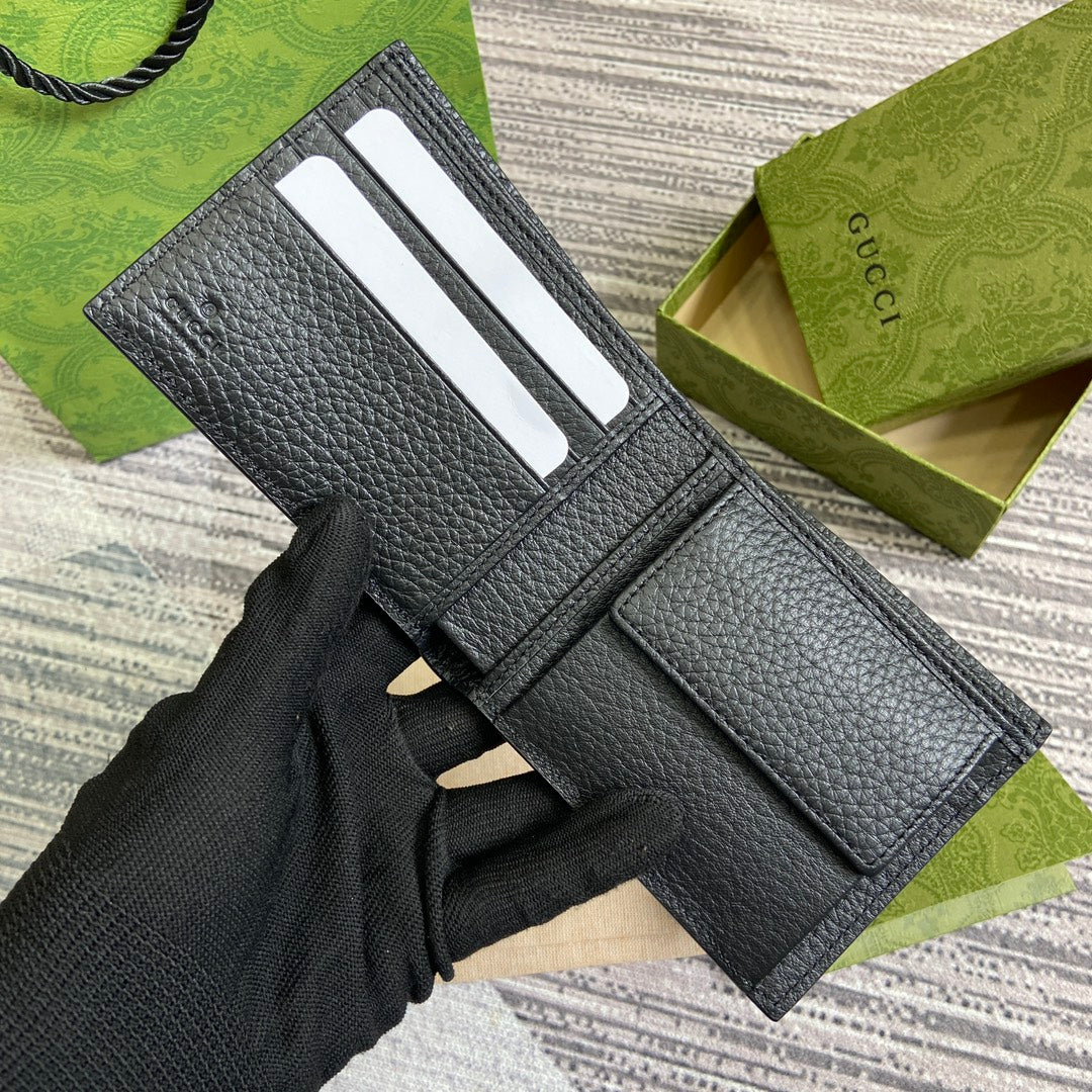 Luxury Gucci BIFOLD WALLET 11 IN BLACK CALFSKIN