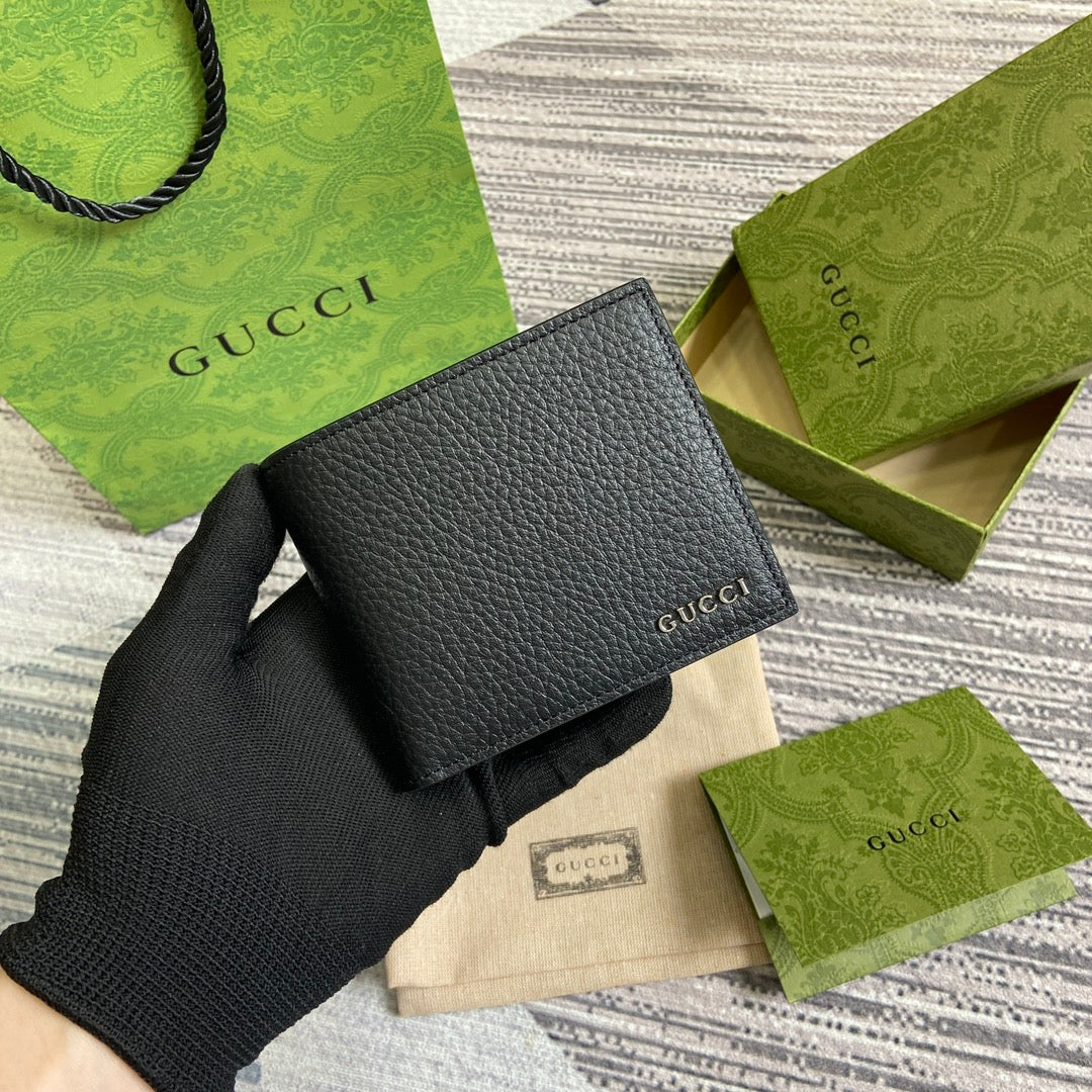 Luxury Gucci BIFOLD WALLET 11 IN BLACK CALFSKIN