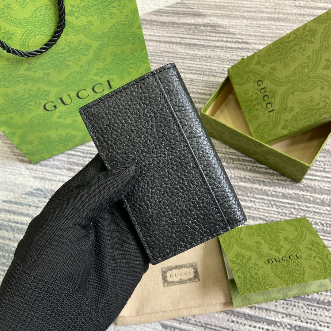 Luxury Gucci LONG CARD HOLDER 12 IN BLACK CALFSKIN