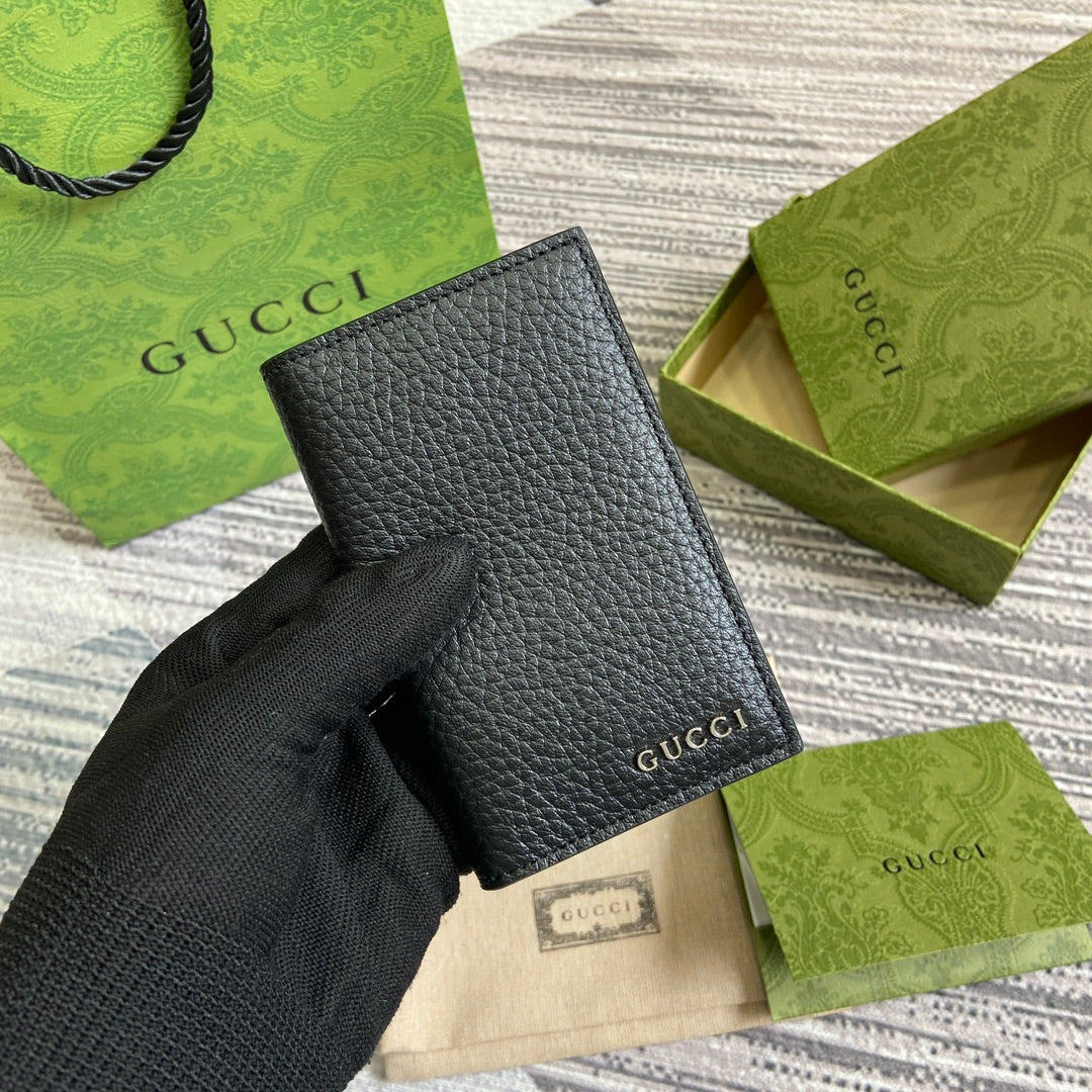 Luxury Gucci LONG CARD HOLDER 12 IN BLACK CALFSKIN