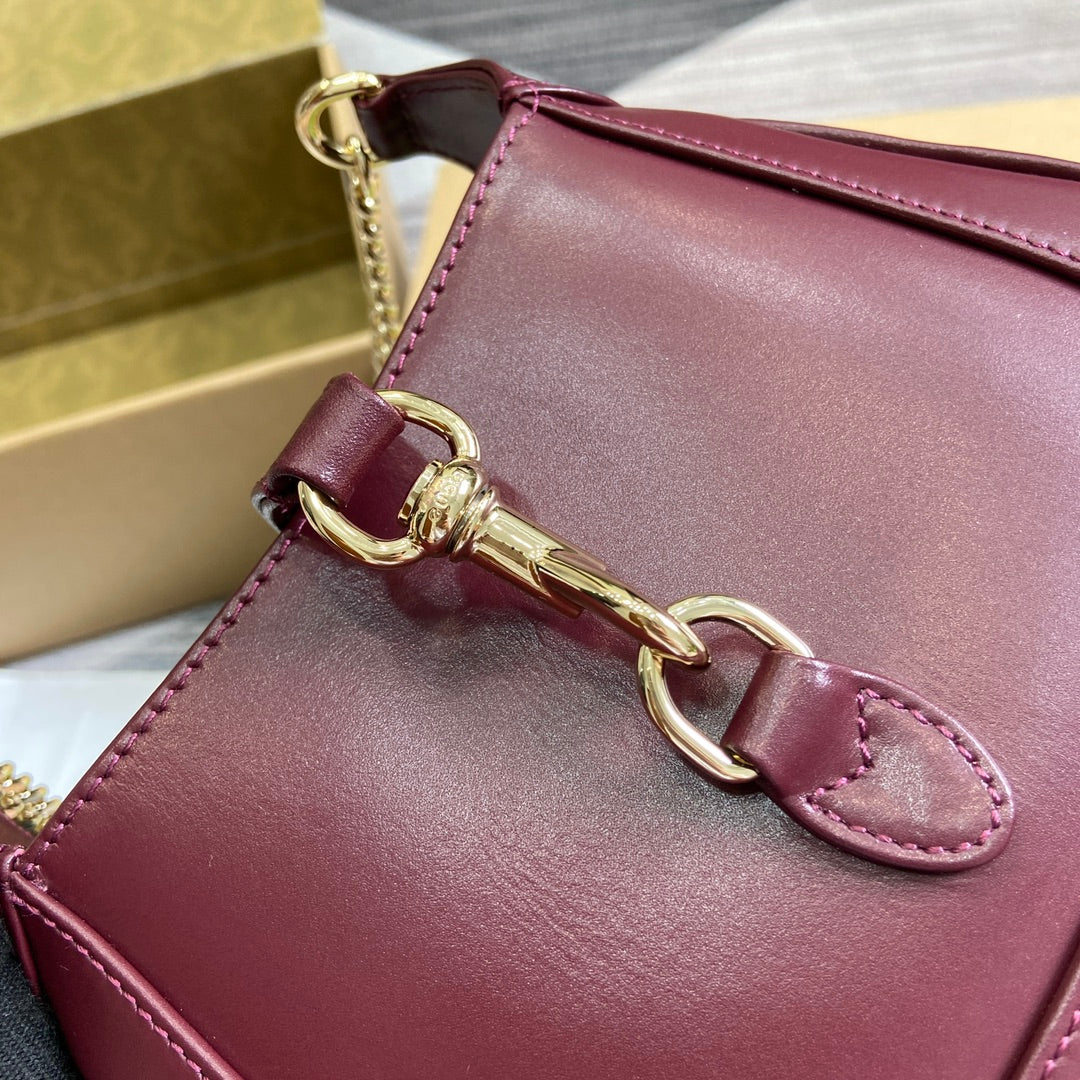 Luxury Gucci JACKIE NOTTE MINI BAG 19 IN BURGUNDY RED CALFSKIN GOLD HARDWARE