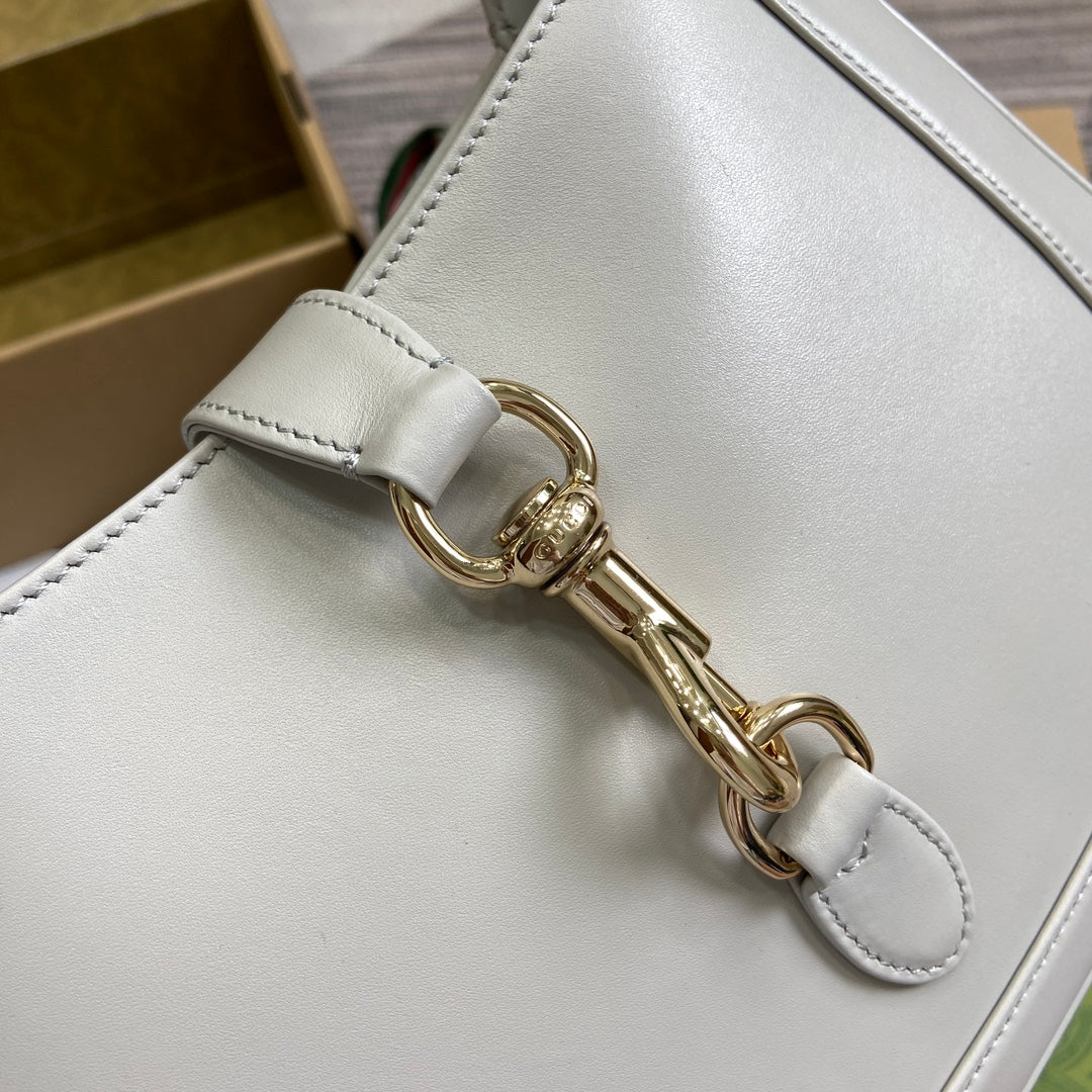 Luxury Gucci JACKIE SMALL SHOULDER BAG 27 IN WHITE CALFSKIN GOLD HARDWARE