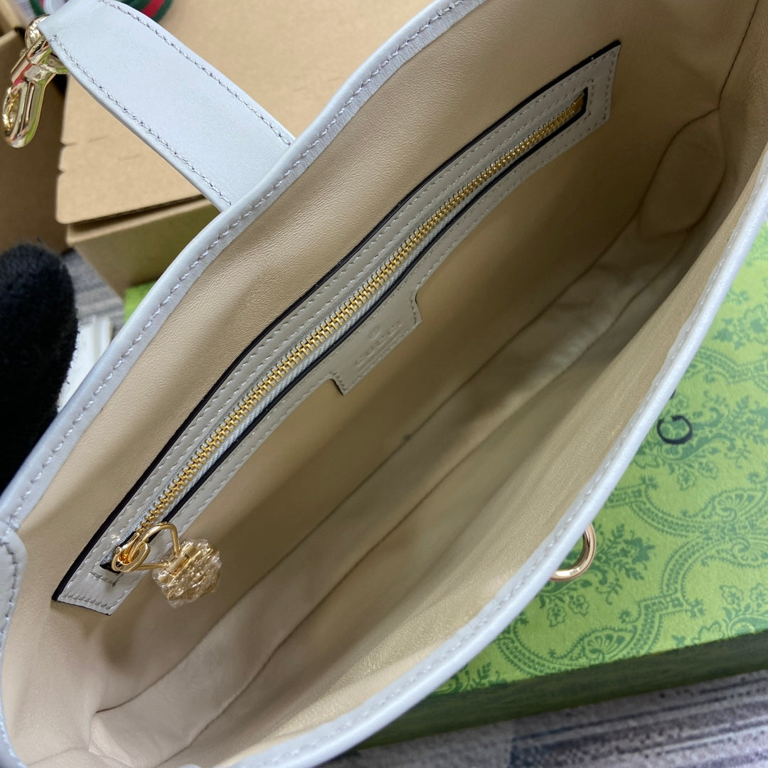 Luxury Gucci JACKIE SMALL SHOULDER BAG 27 IN WHITE CALFSKIN GOLD HARDWARE