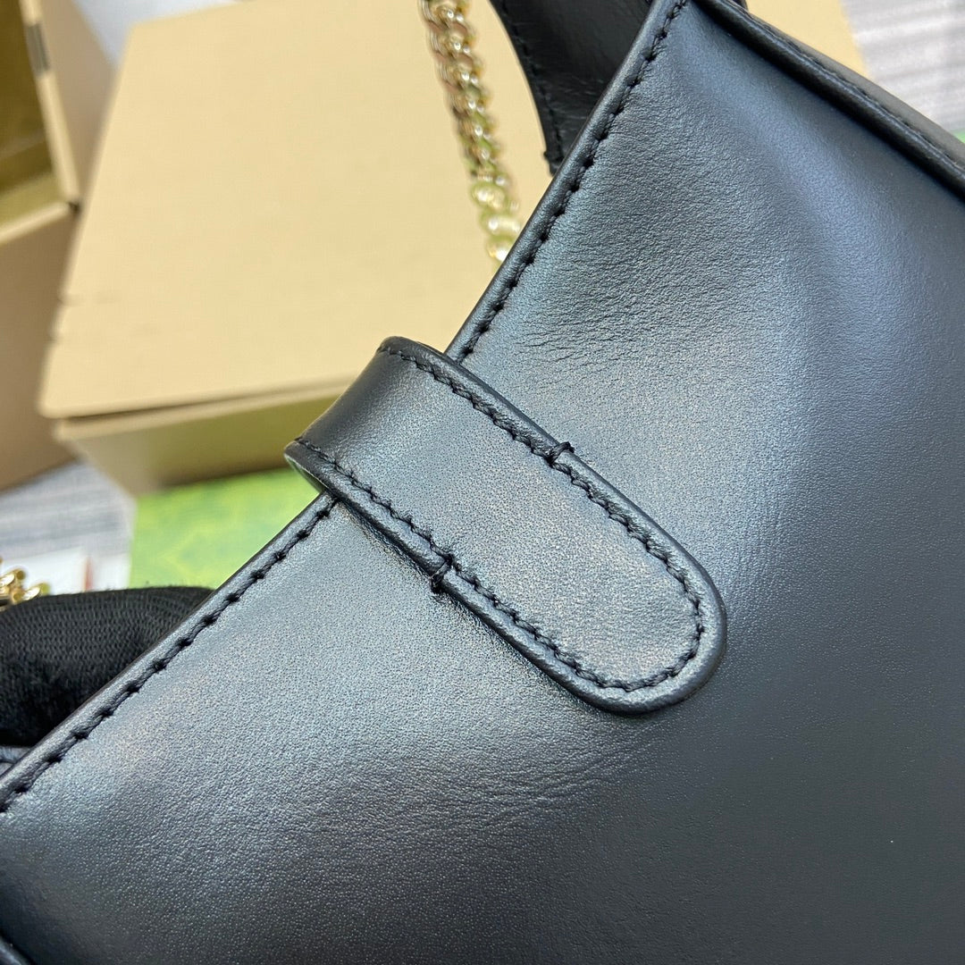 Luxury Gucci JACKIE NOTTE MINI BAG 19 IN BLACK CALFSKIN GOLD HARDWARE