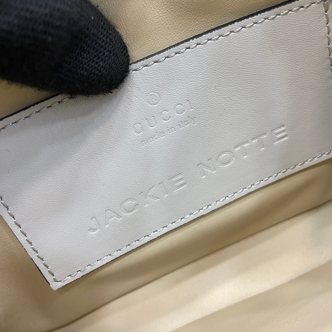Luxury Gucci JACKIE NOTTE MINI BAG 19 IN WHITE CALFSKIN GOLD HARDWARE
