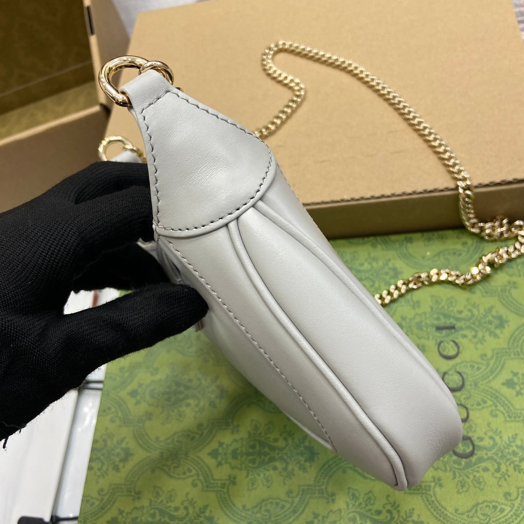 Luxury Gucci JACKIE NOTTE MINI BAG 19 IN WHITE CALFSKIN GOLD HARDWARE