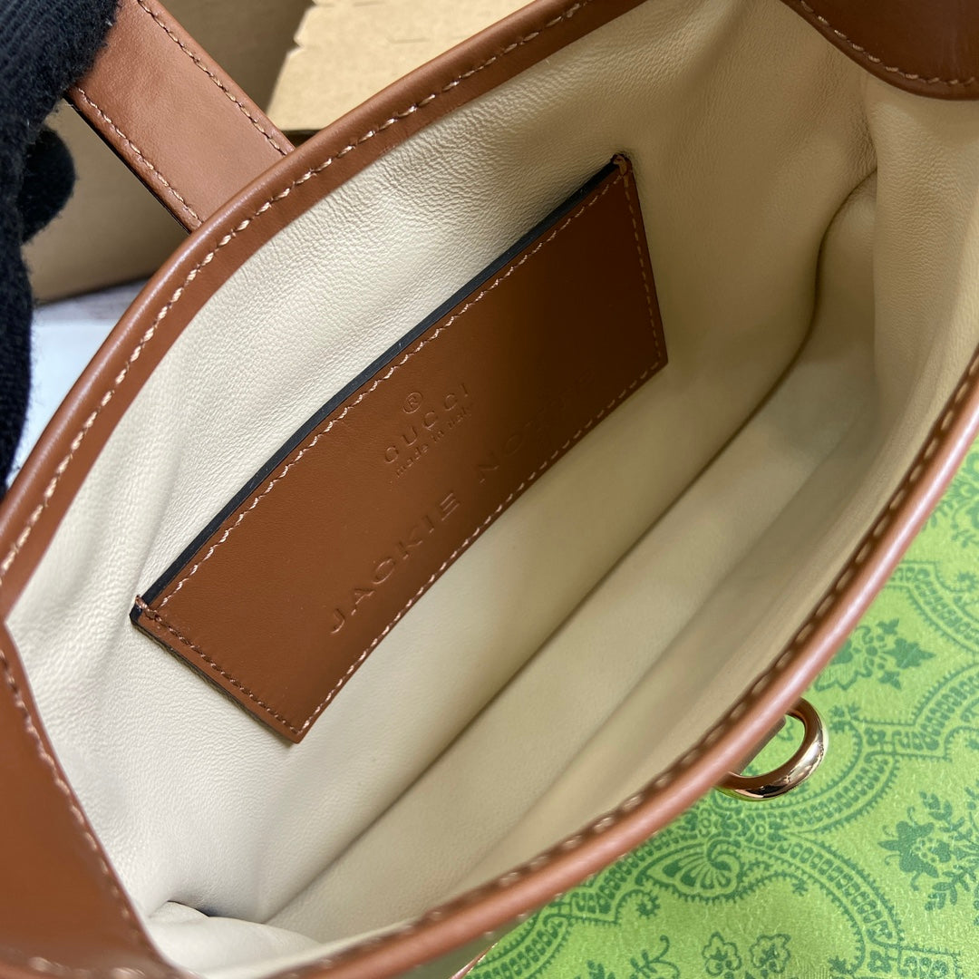 Luxury Gucci JACKIE NOTTE MINI BAG 19 IN TAWNY BROWN CALFSKIN GOLD HARDWARE