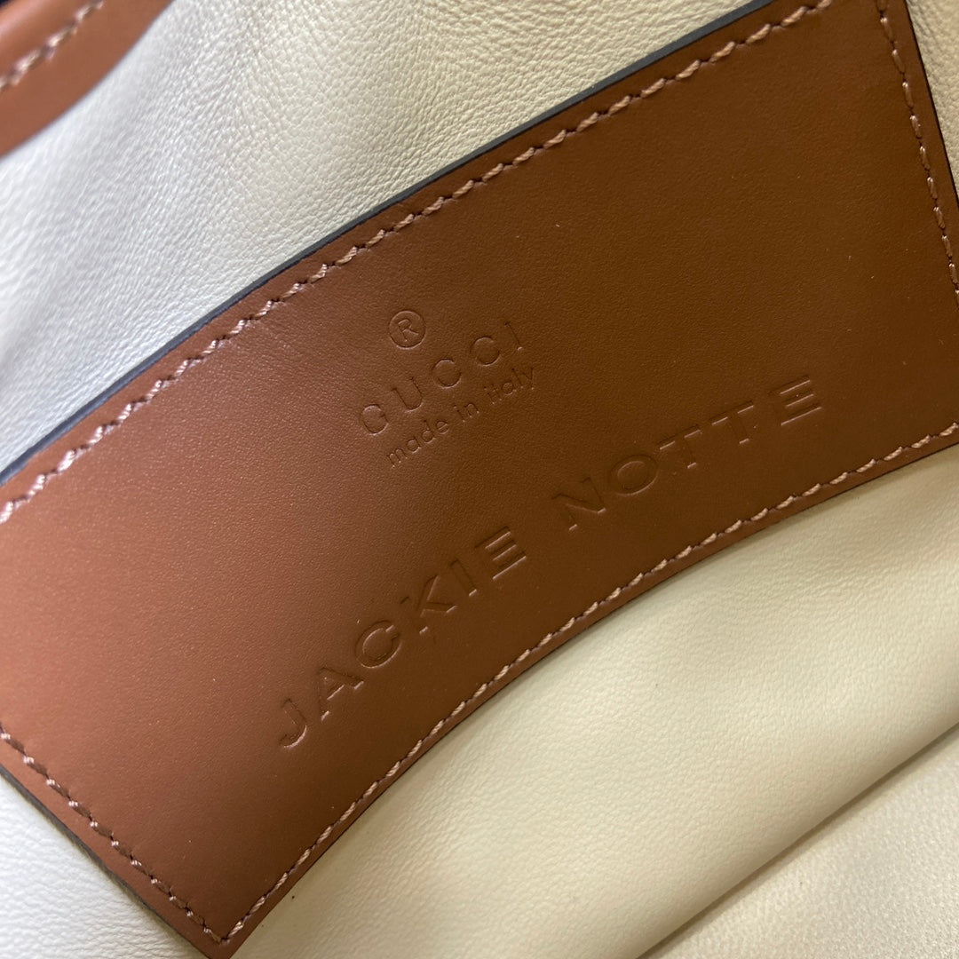 Luxury Gucci JACKIE NOTTE MINI BAG 19 IN TAWNY BROWN CALFSKIN GOLD HARDWARE