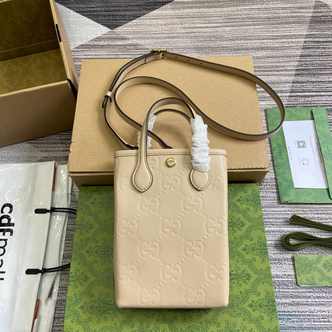 Luxury Gucci GG 20 SUPER MINI BAG WITH STRAP IN BEIGE CALFSKIN