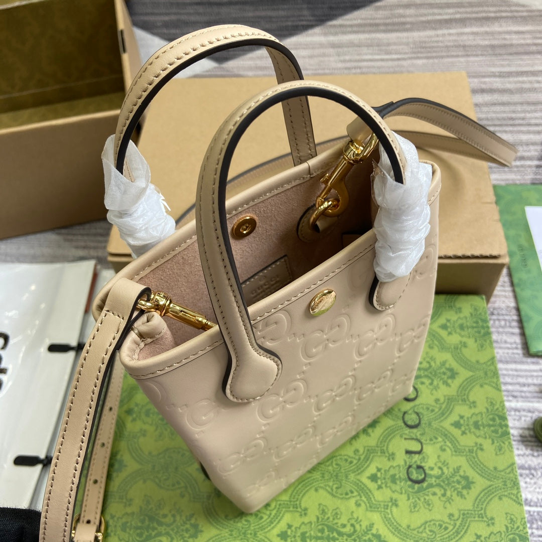 Luxury Gucci GG 20 SUPER MINI BAG WITH STRAP IN BEIGE CALFSKIN