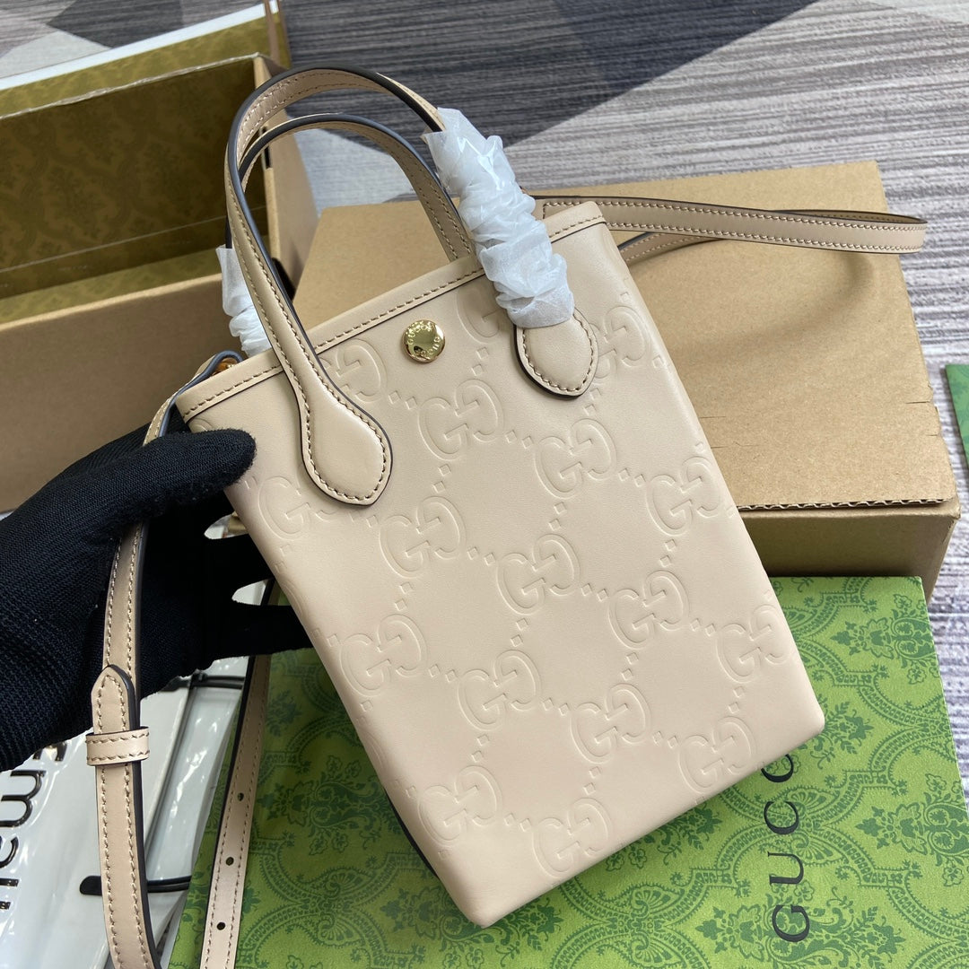 Luxury Gucci GG 20 SUPER MINI BAG WITH STRAP IN BEIGE CALFSKIN