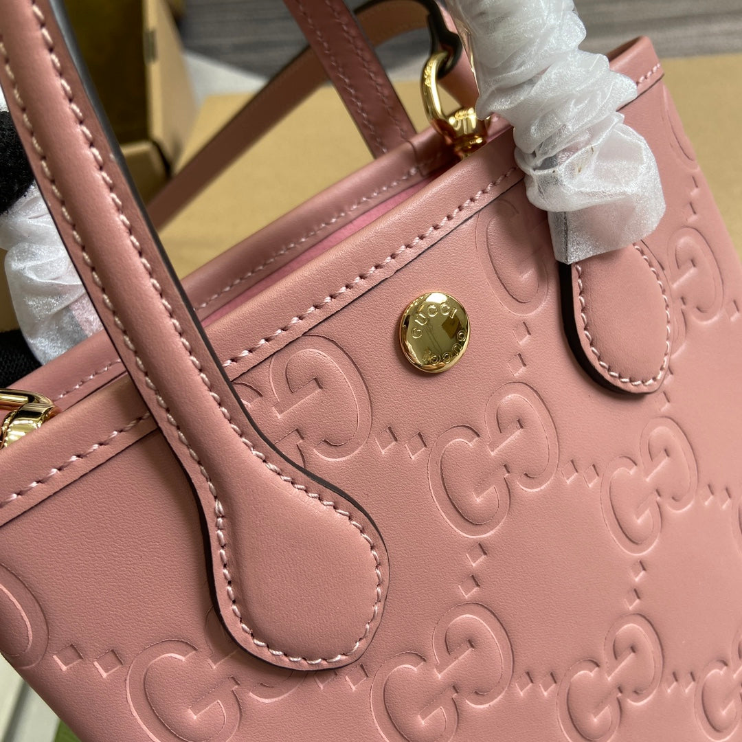 Luxury Gucci GG 20 SUPER MINI BAG WITH STRAP IN LIGHT PINK CALFSKIN
