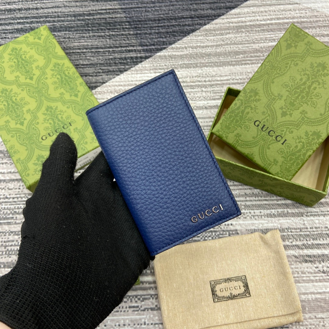 Luxury Gucci LONG CARD HOLDER 12 IN CLASSIC BLUE CALFSKIN