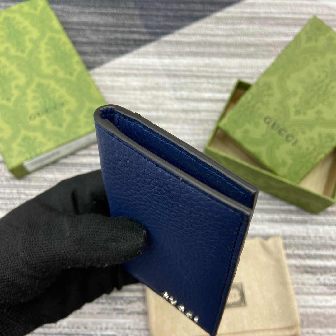 Luxury Gucci LONG CARD HOLDER 12 IN CLASSIC BLUE CALFSKIN