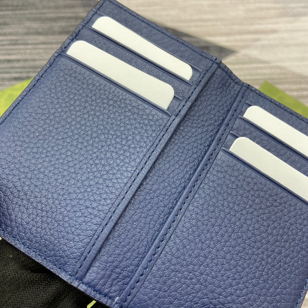 Luxury Gucci LONG CARD HOLDER 12 IN CLASSIC BLUE CALFSKIN