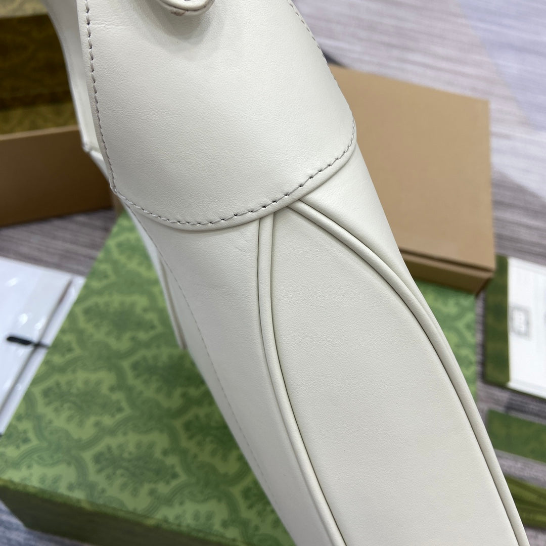 Luxury Gucci JACKIE MEDIUM SHOULDER BAG 35 IN WHITE CALFSKIN GOLD HARDWARE