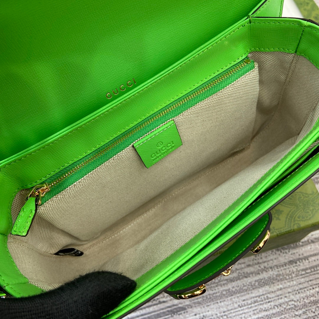 Luxury Gucci HORSEBIT 1955 SHOULDER BAG 25 IN THYME GREEN LAMBSKIN GOLD HARDWARE