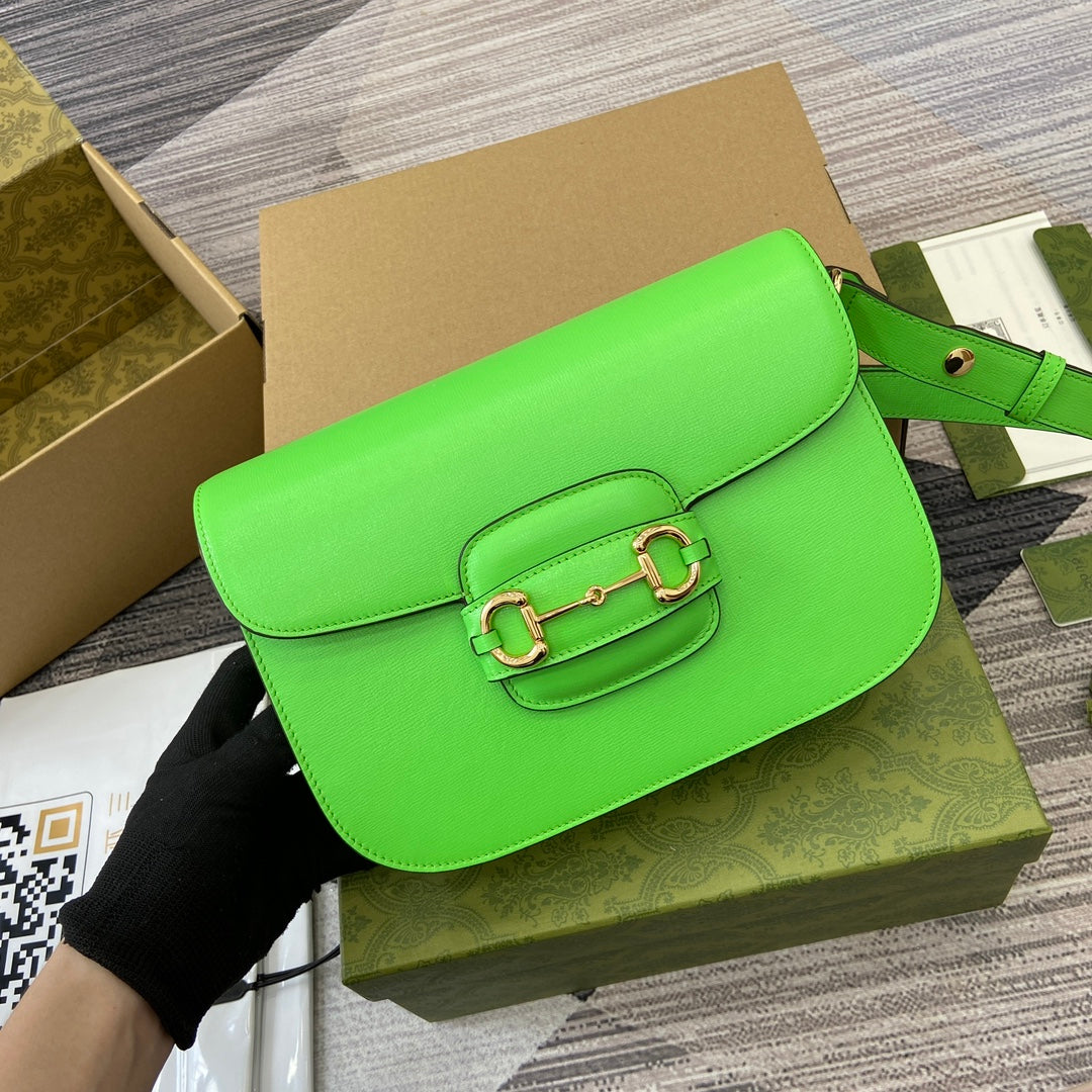 Luxury Gucci HORSEBIT 1955 SHOULDER BAG 25 IN THYME GREEN LAMBSKIN GOLD HARDWARE