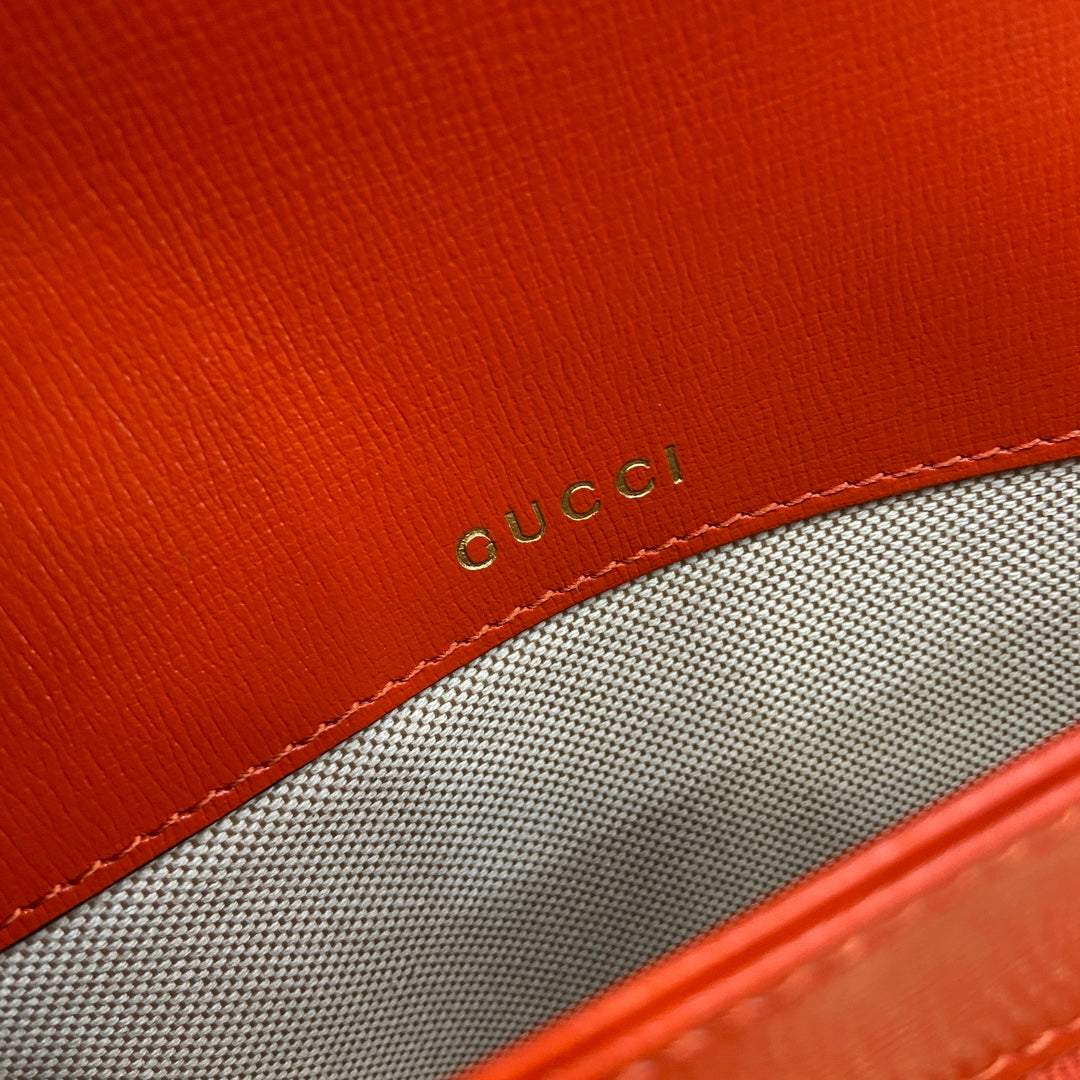 Luxury Gucci HORSEBIT 1955 SHOULDER BAG 25 IN ORANGE LAMBSKIN GOLD HARDWARE