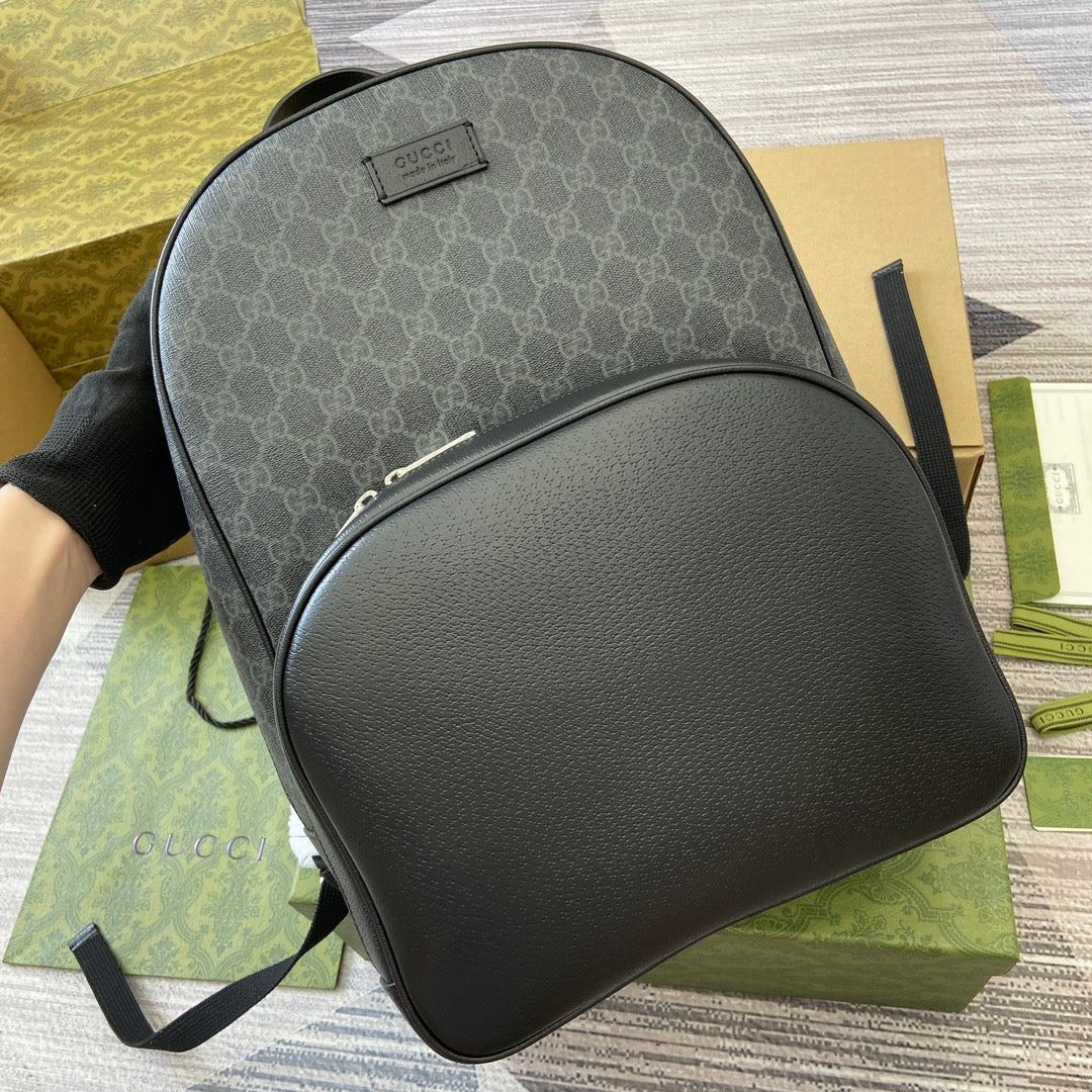 Luxury Gucci MEDIUM 40 GG BACKPACK WITH TAG BLACK CALFSKIN AND CANVAS
