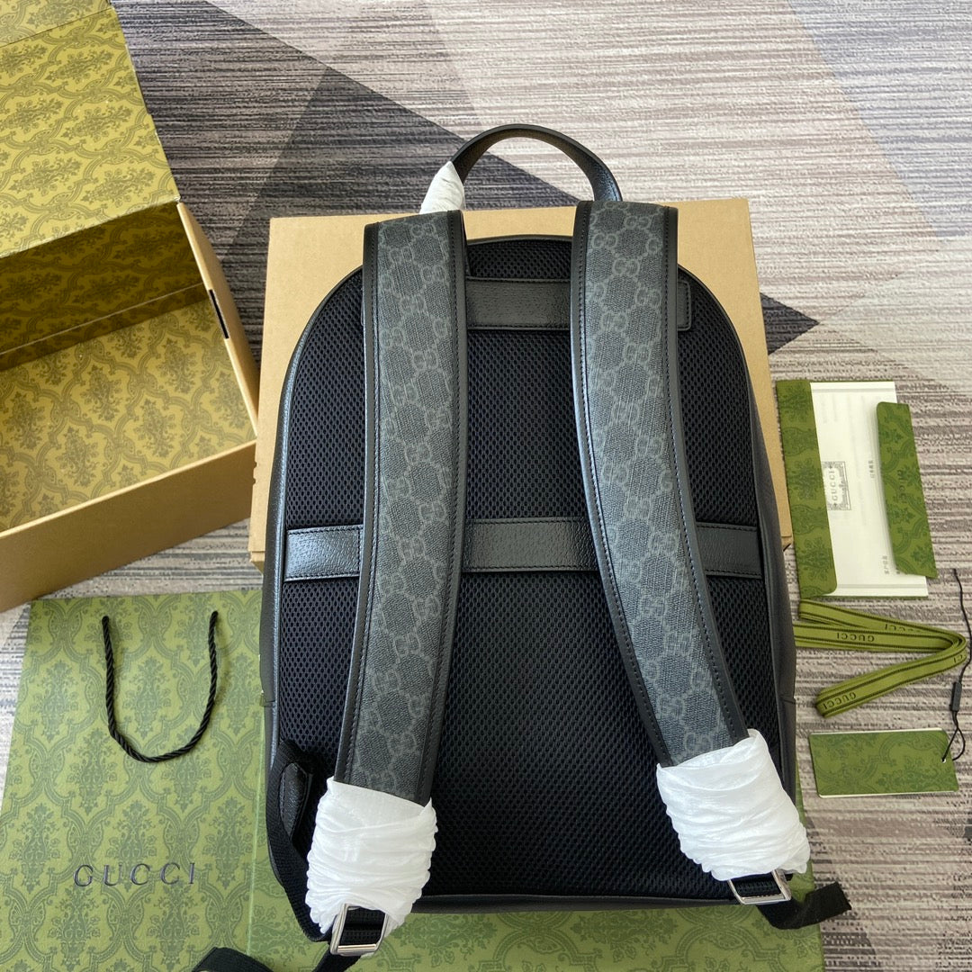 Luxury Gucci MEDIUM 40 GG BACKPACK WITH TAG BLACK CALFSKIN AND CANVAS
