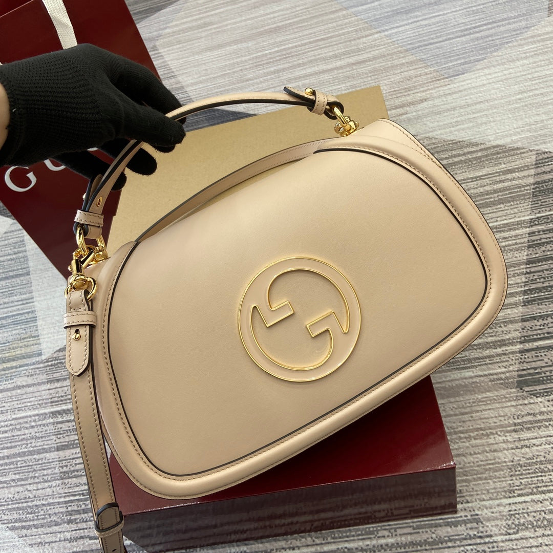 Luxury Gucci BLONDIE MEDIUM SHOULDER BAG 32 IN BEIGE CALFSKIN GOLD HARDWARE