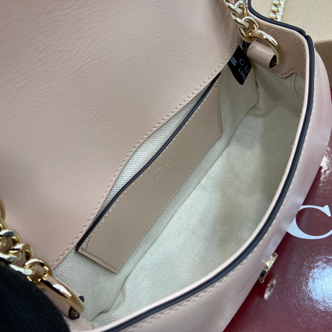 Luxury Gucci BLONDIE MINI SHOULDER BAG 21 IN BEIGE CALFSKIN GOLD HARDWARE
