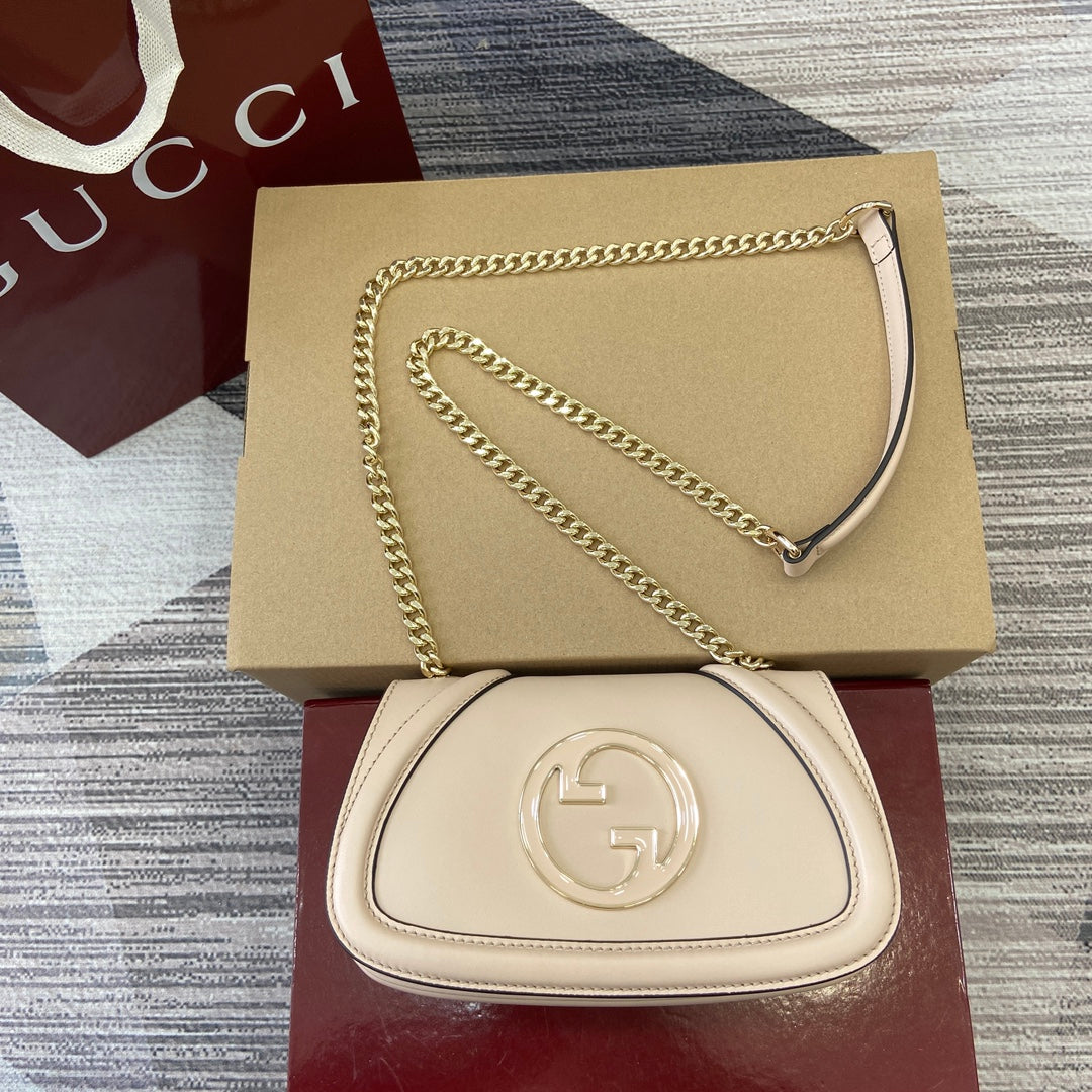 Luxury Gucci BLONDIE MINI SHOULDER BAG 21 IN BEIGE CALFSKIN GOLD HARDWARE