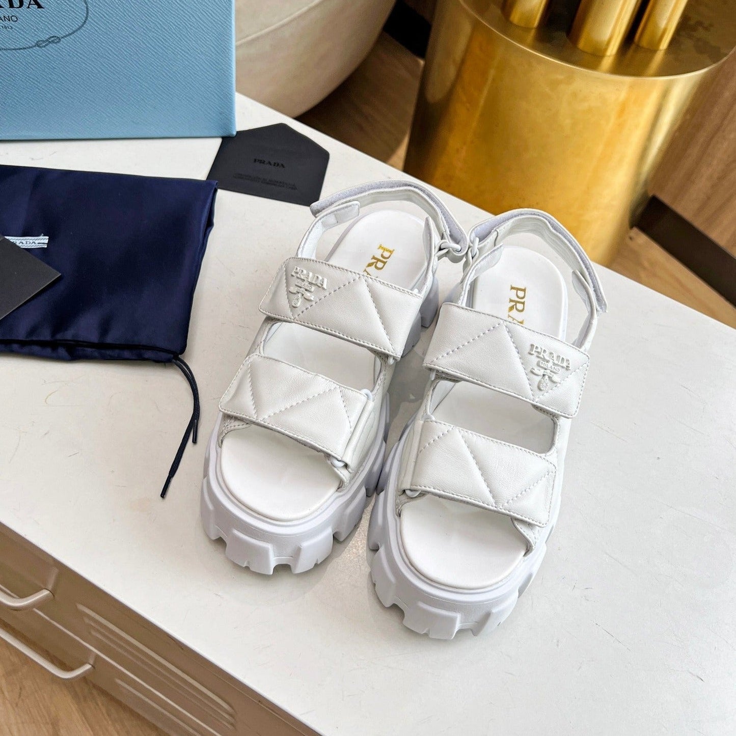 Luxury PradaMONOLITH NAPPA SANDALS WHITE LAMBSKIN
