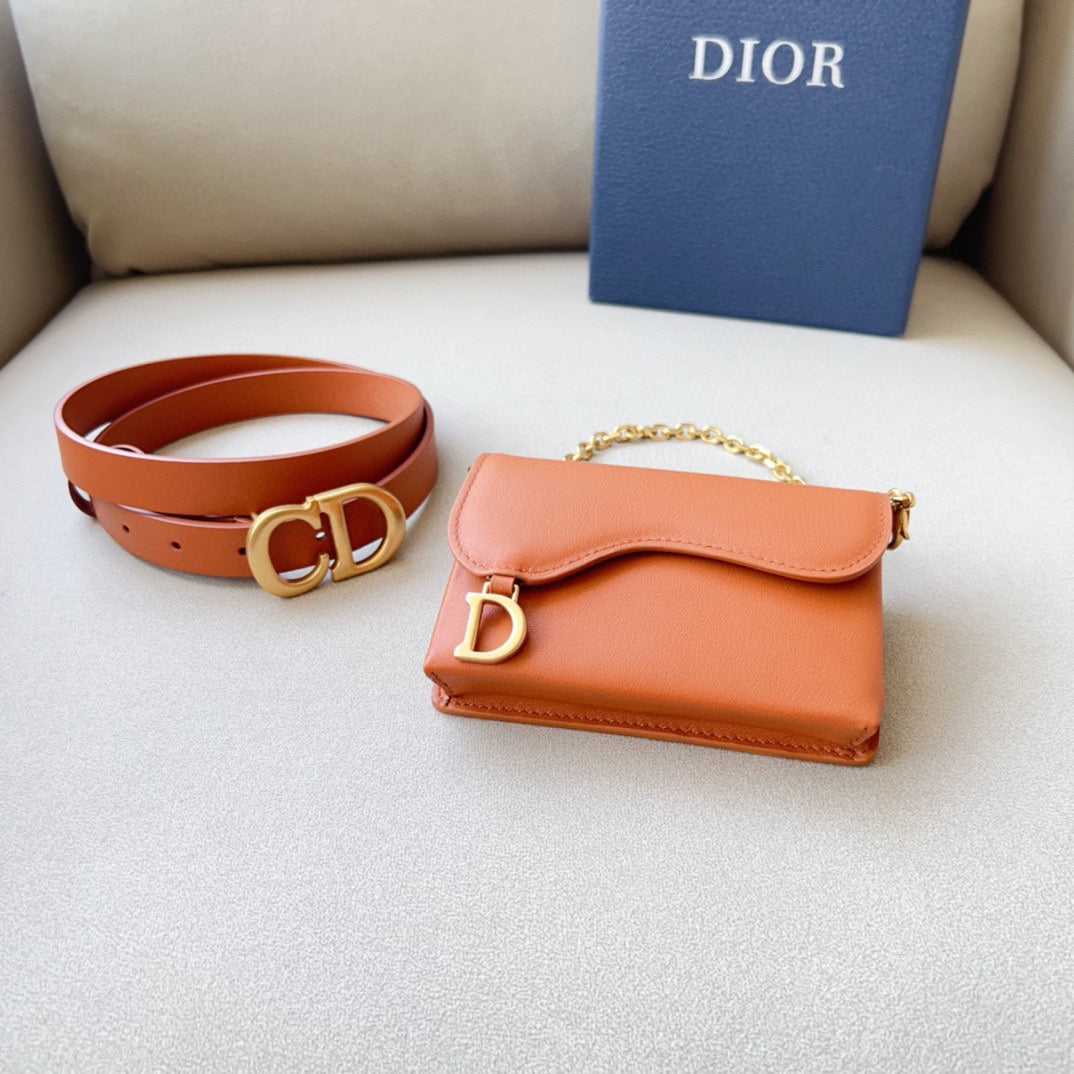 Luxury Diorsaddle removable pouch tan calfskin 20mm belt