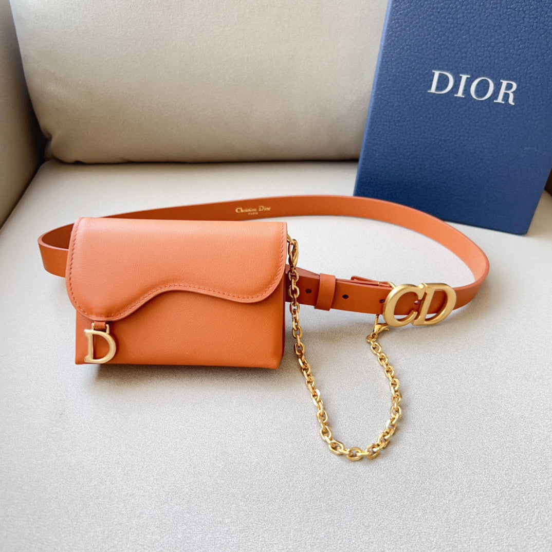 Luxury Diorsaddle removable pouch tan calfskin 20mm belt