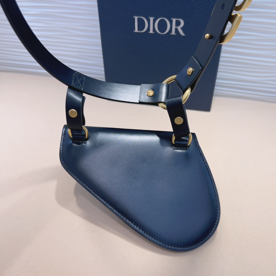 Luxury DiorSaddle Removable Pouch Black Calfskin 20mm Belt